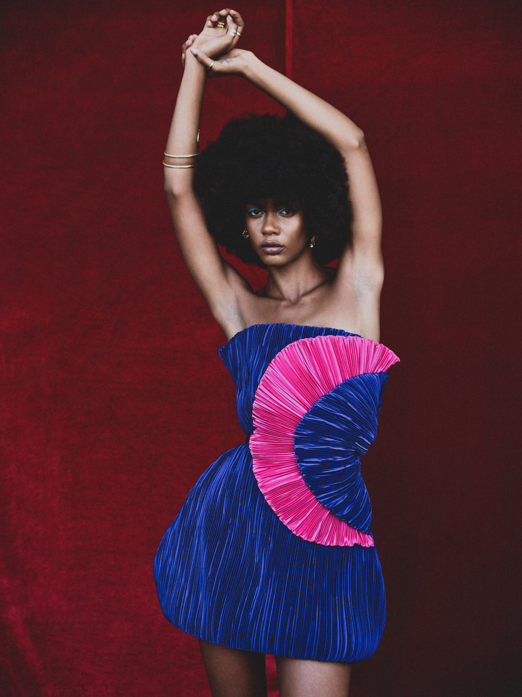 Tulla sculpted pleated stretch peau de soie mini