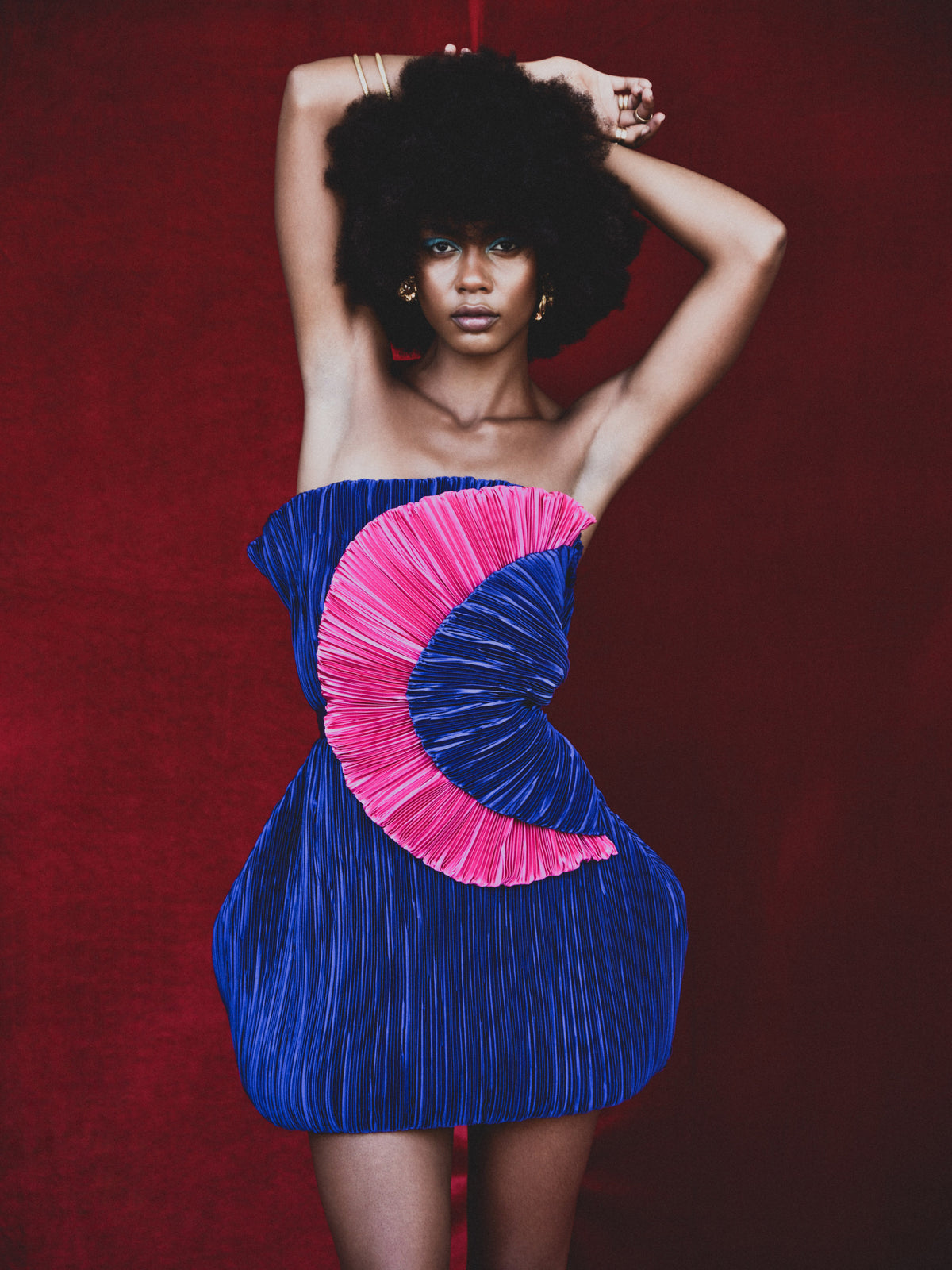 Tulla sculpted pleated stretch peau de soie mini